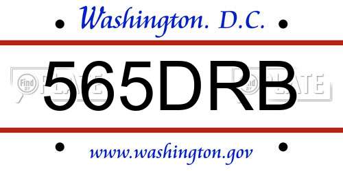 565DRB District Of Columbia License Plate