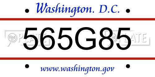 565G85 District Of Columbia License Plate
