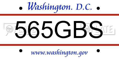 565GBS District Of Columbia License Plate