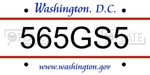 565GS5 District Of Columbia License Plate
