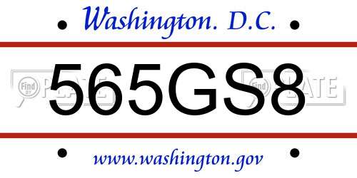 565GS8 District Of Columbia License Plate