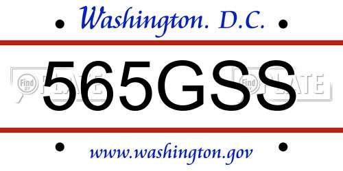 565GSS District Of Columbia License Plate