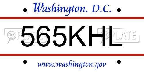 565KHL District Of Columbia License Plate