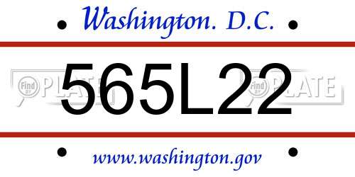 565L22 District Of Columbia License Plate