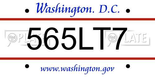 565LT7 District Of Columbia License Plate