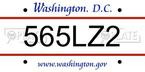 565LZ2 District Of Columbia License Plate