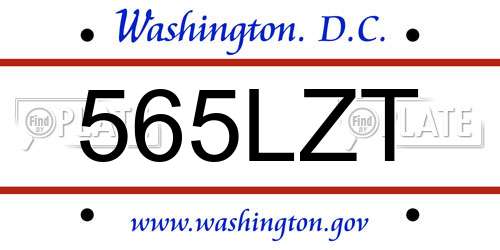 565LZT District Of Columbia License Plate