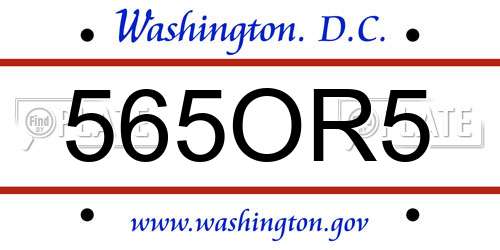 565OR5 District Of Columbia License Plate