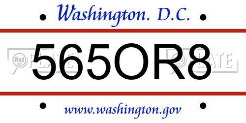 565OR8 District Of Columbia License Plate