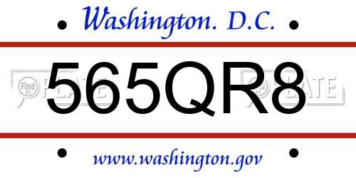 565QR8 District Of Columbia License Plate