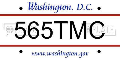 565TMC District Of Columbia License Plate