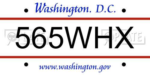 565WHX District Of Columbia License Plate