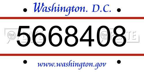 5668408 District Of Columbia License Plate