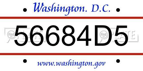 56684D5 District Of Columbia License Plate