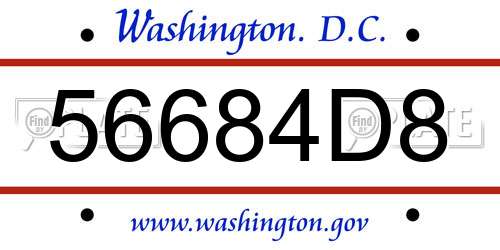 56684D8 District Of Columbia License Plate