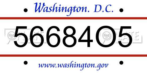 56684O5 District Of Columbia License Plate