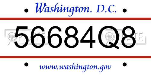 56684Q8 District Of Columbia License Plate