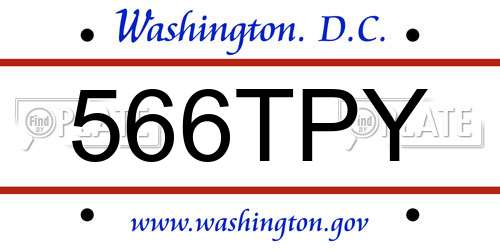 566TPY District Of Columbia License Plate