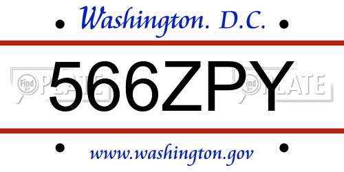566ZPY District Of Columbia License Plate