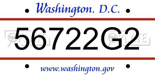 56722G2 District Of Columbia License Plate