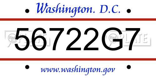 56722G7 District Of Columbia License Plate