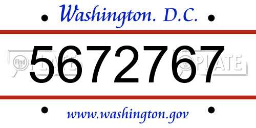 5672767 District Of Columbia License Plate