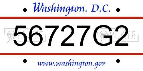 56727G2 District Of Columbia License Plate