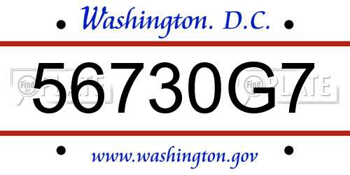 56730G7 District Of Columbia License Plate