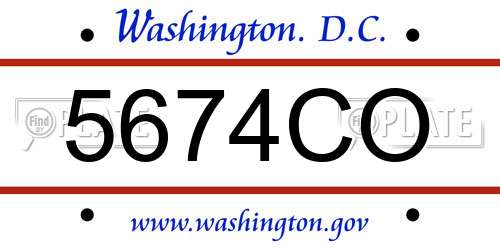 5674CO District Of Columbia License Plate
