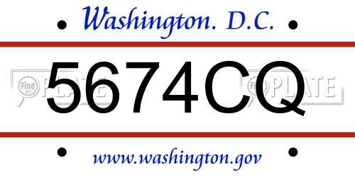 5674CQ District Of Columbia License Plate