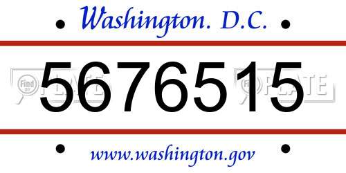 5676515 District Of Columbia License Plate