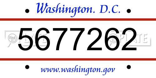 5677262 District Of Columbia License Plate