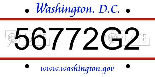 56772G2 District Of Columbia License Plate
