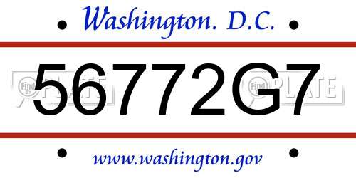56772G7 District Of Columbia License Plate