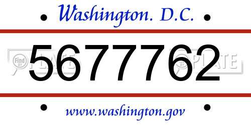 5677762 District Of Columbia License Plate