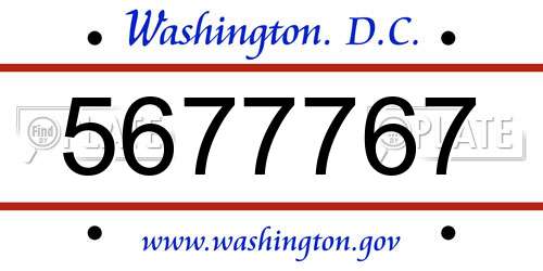 5677767 District Of Columbia License Plate