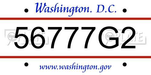 56777G2 District Of Columbia License Plate