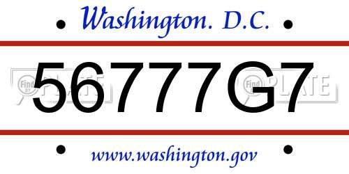 56777G7 District Of Columbia License Plate