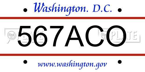 567ACO District Of Columbia License Plate