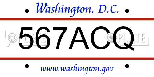 567ACQ District Of Columbia License Plate