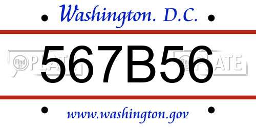 567B56 District Of Columbia License Plate