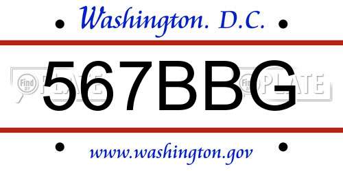 567BBG District Of Columbia License Plate