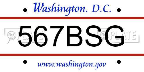 567BSG District Of Columbia License Plate