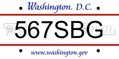 567SBG District Of Columbia License Plate