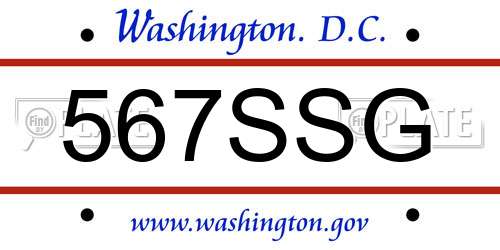 567SSG District Of Columbia License Plate