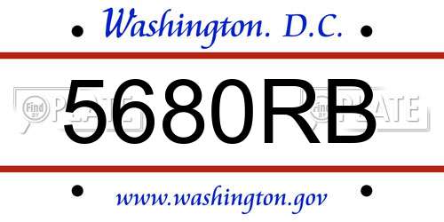 5680RB District Of Columbia License Plate