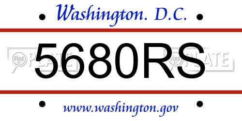 5680RS District Of Columbia License Plate