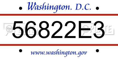 56822E3 District Of Columbia License Plate