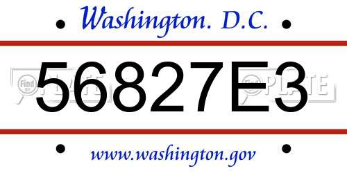56827E3 District Of Columbia License Plate