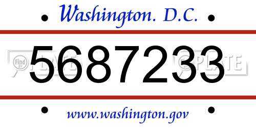 5687233 District Of Columbia License Plate